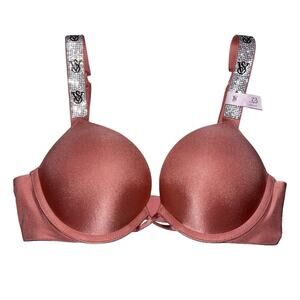 Victoria's Secret Secret Bombshell Shine Strap Bra Smooth Rose Blush Size 32B